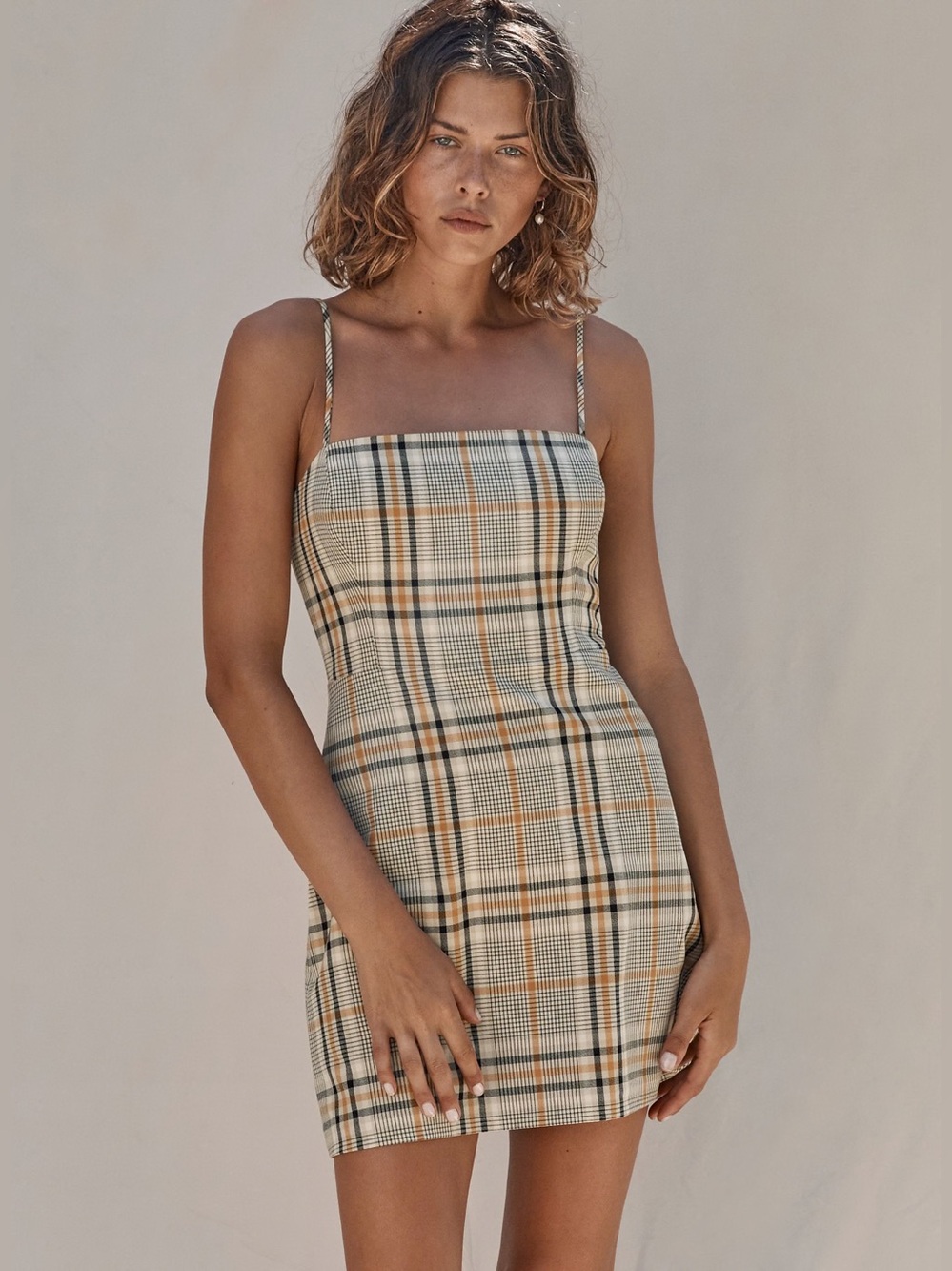 Wilfred New Classic Mini Dress in Espace/Cairo Gold Plaid
